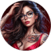 Portrait illustré d’une femme tatouée aux lunettes, en robe rouge – avatar de l’autrice Eden James, , autrice de romance contemporaine, dark romance, fantasy et urban fantasy