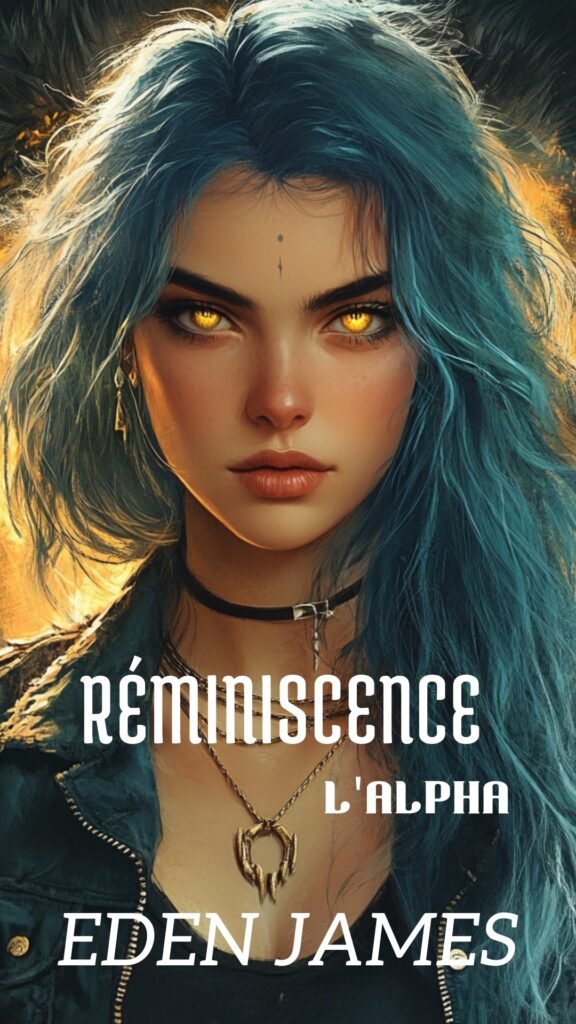 Couverture du roman Réminiscence – L’Alpha par Eden James. Une héroïne aux yeux d’or et au pouvoir sauvage dans une romance urban fantasy.