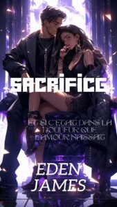 Couverture du roman « Sacrifice » d’Eden James – romance urbaine dark et stylisée dans un univers de pouvoir et d’obsession.