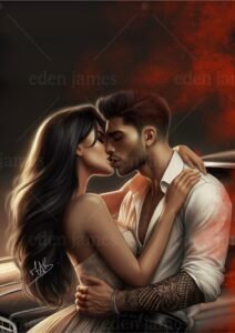 Aleksi et Ineri s’embrassant sur une voiture avec intensité, scène sensuelle et tragique de Kiss of the Death d’Eden James, spin off du best seller Stalk me baby.