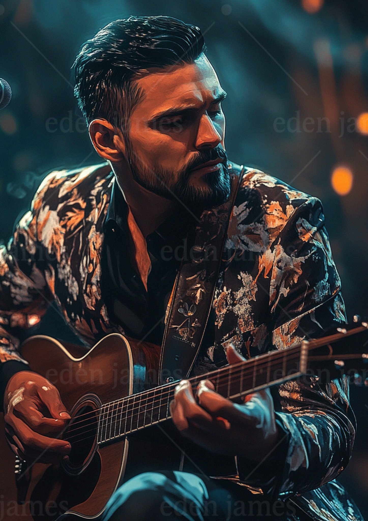 Andreï Nowak, star pop-rock au regard intense, joue sur scène . Perdus entre les notes d’Eden James, romance contemporaine mêlant musique et passion interdite.